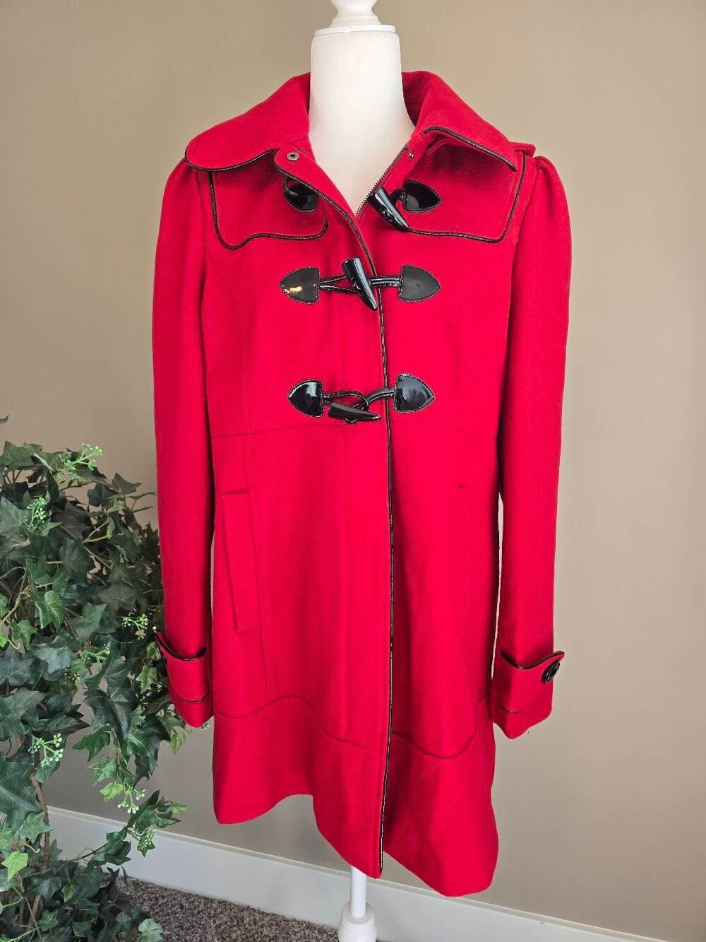 Guess Pea Coat Red Sz XL Wool blend